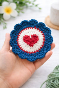 heart crochet coaster pattern