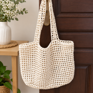 Home crochet mesh tote bag pattern